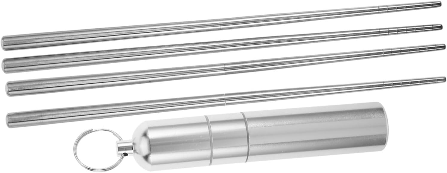 Zestaw 2 par składanych pałeczek - sztućce wielokrotnego użytku ze stali nierdzewnej 304 - składane pałeczki - przenośne sztućce podróżne