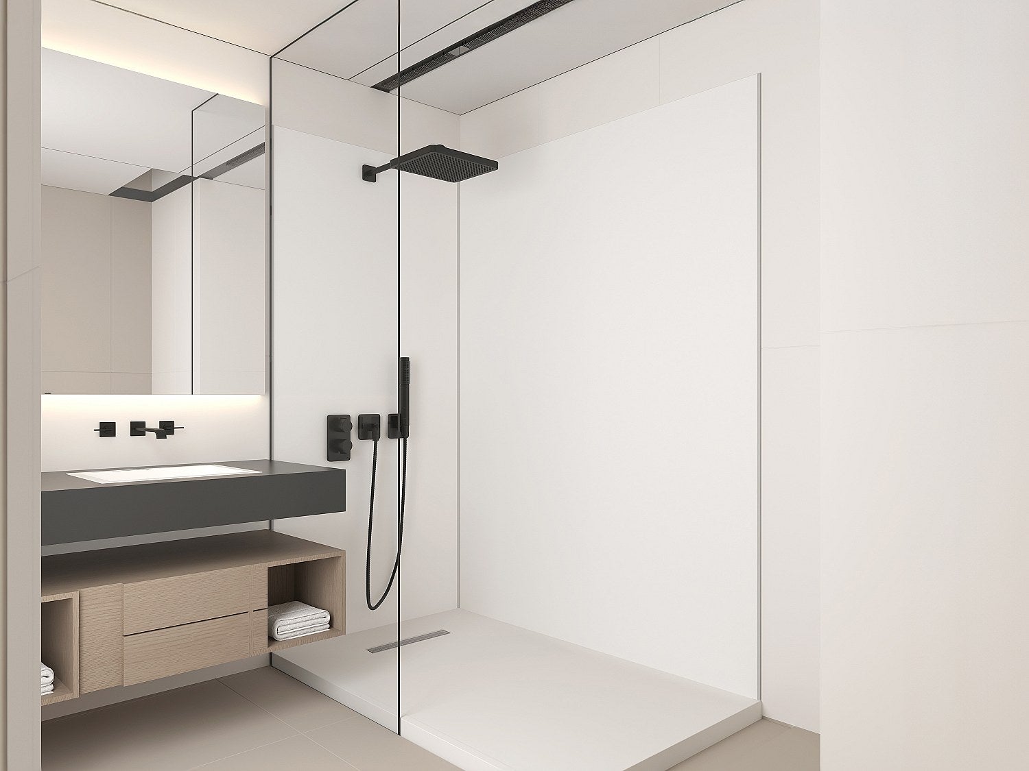 Zestaw 2 łazienkowych paneli ściennych z profilami – 90 × 120 × 210 cm (szer. × szer. × wys.) ITZIAR