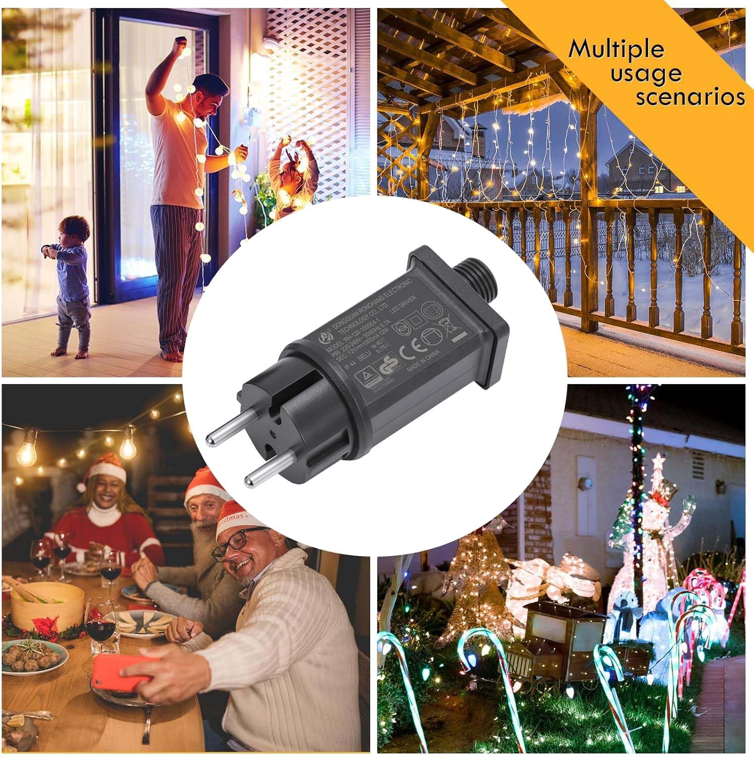 Étanche IP44 Transformateur LED,Pilotes Adaptateur d'alimentation,Adaptateur LED Basse Tension,IP44 Alimentation pour Éclairage de Noël avec Prise - 4