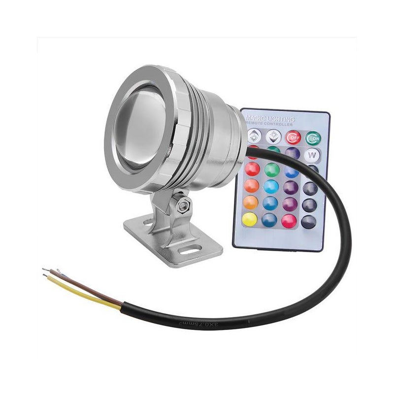 Podwodny, wielokolorowy reflektor ogrodowy LED RGB, wodoodporny, AC/DC 12 V (srebrny)