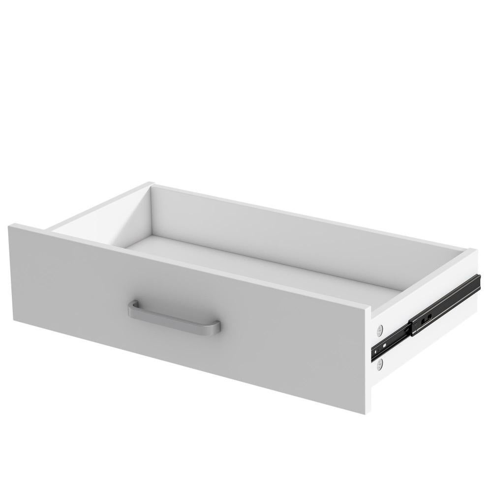 Coiffeuse blanche 110×40×145 cm avec miroir LED 10 lumières, hocker et support sèche-cheveux inclus - 8