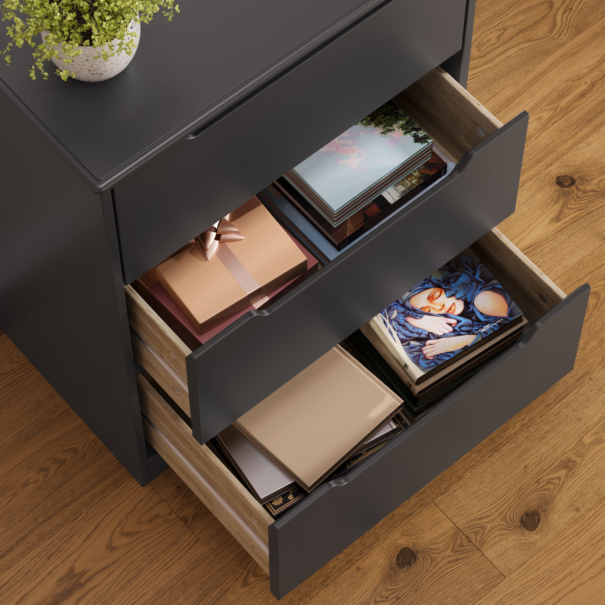 Bealife Cassettiera a 3 cassetti, nera, 62 x 41 x 82 cm - 4