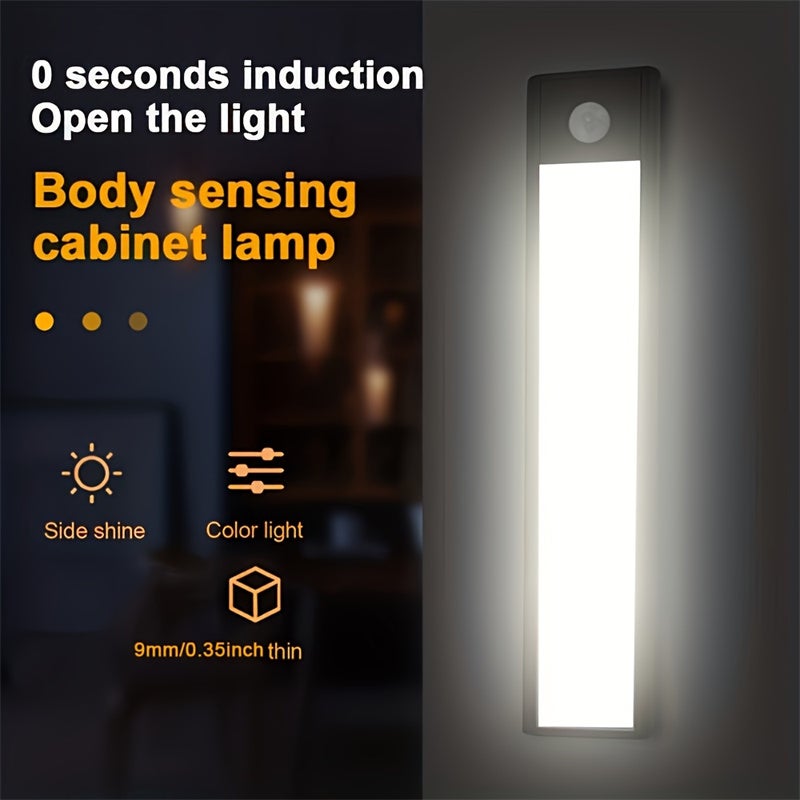 Luz nocturna inteligente LED ultradelgada de 40 cm con sensor de movimiento y recargable por USB para armario, dormitorio y cocina. - 2
