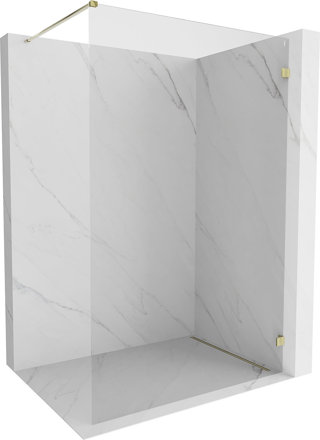 Mexen Lunar ścianka prysznicowa Walk-in prawa 70 x 200 cm, transparent 8 mm, złota - 830-070-000-50-00-P