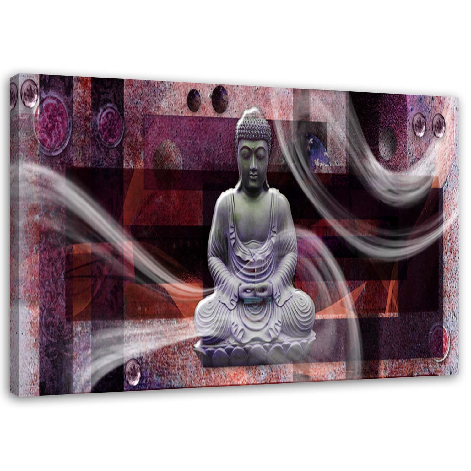 Obraz na płótnie, Nowoczesny Budda Abstrakcja fioletowy 100x70