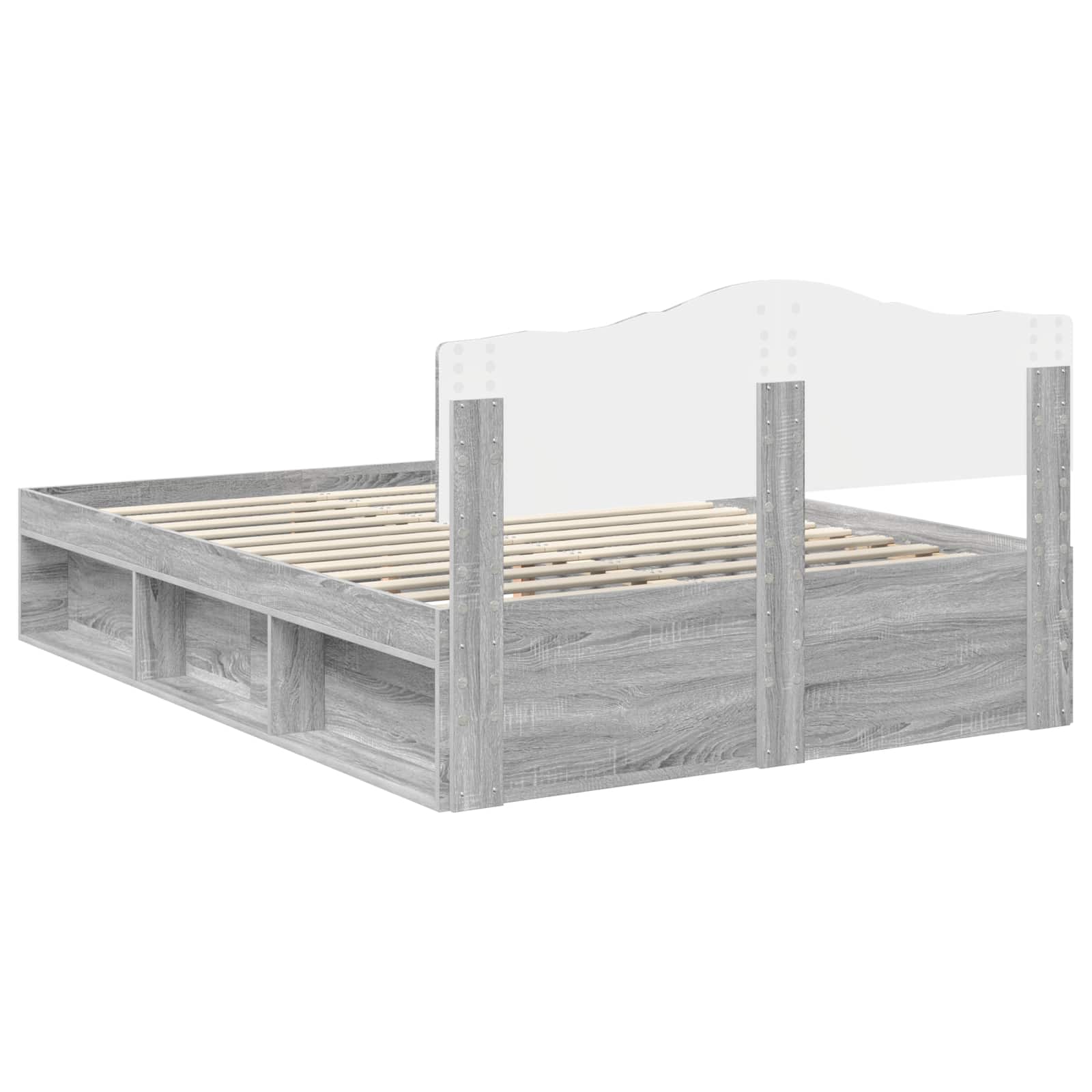 Cadre de lit gris 140 x 190 cm pin massif - 9