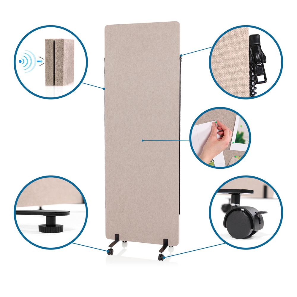 Sistema di divisorii mobili acustici FLEXMIUT Set doppio Grigio talpa hjh OFFICE - 3