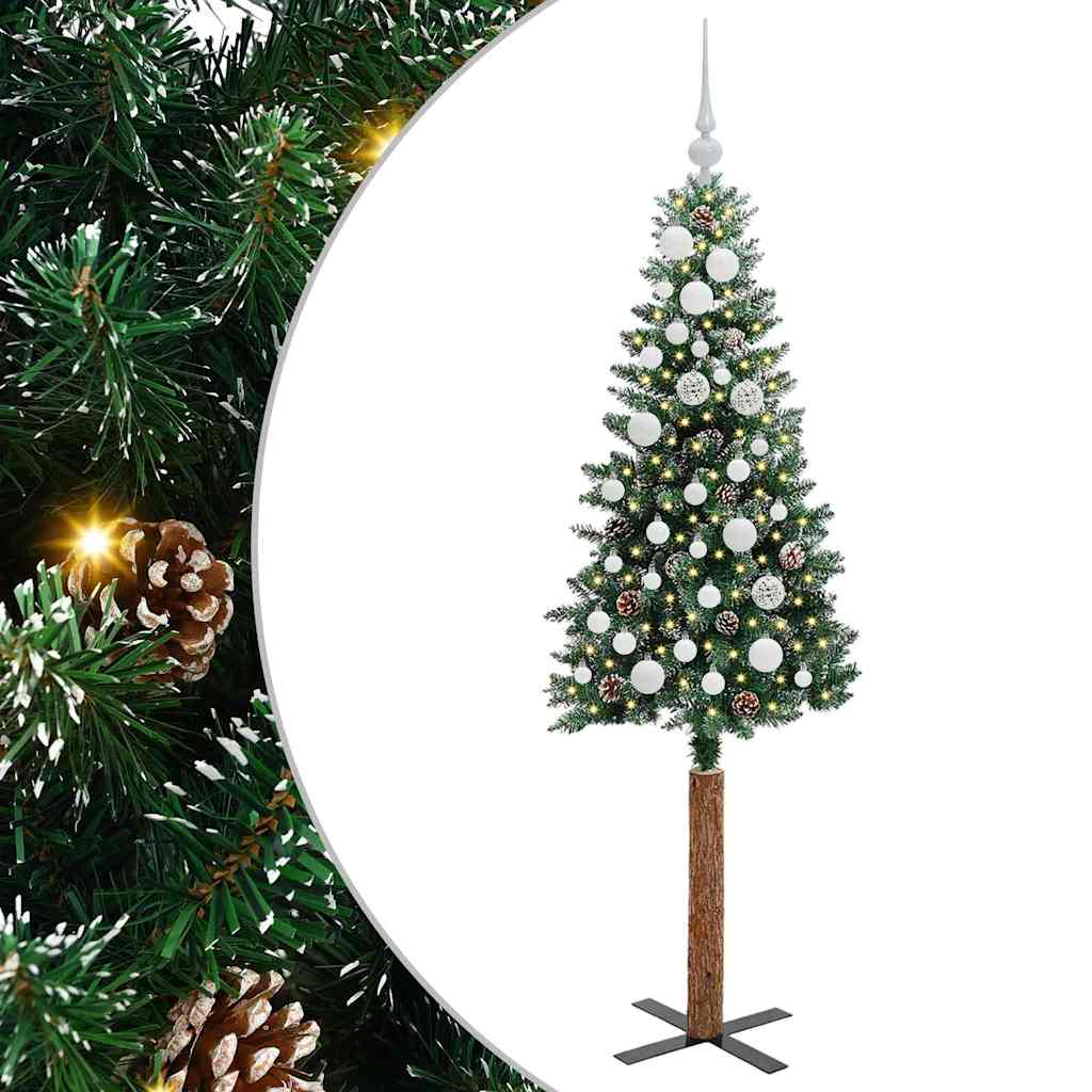 Szczupła Choinka z 150 diodami LED Zielony i Biały 150 cm