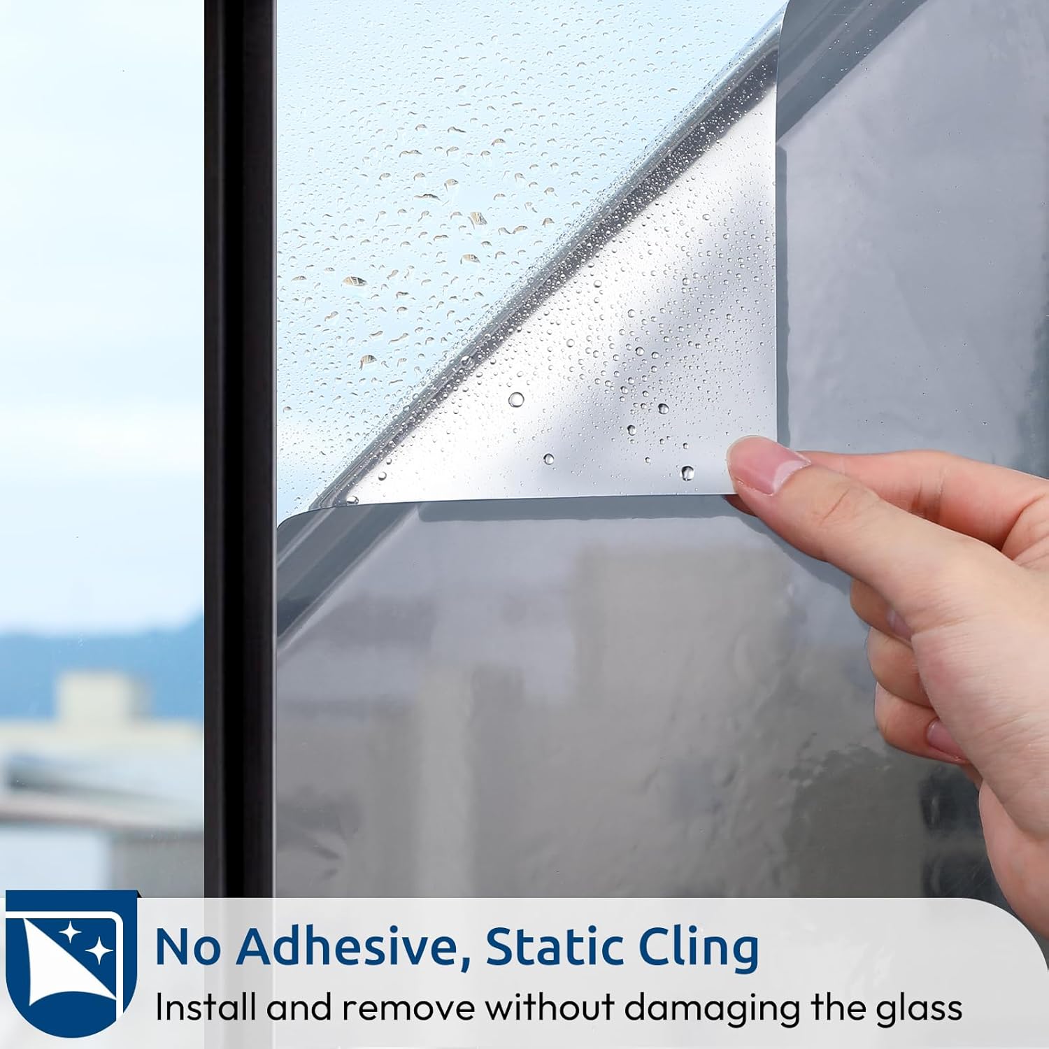 Film isolant thermique pour fenêtres, protection solaire et UV, film réfléchissant miroir sans tain, 60*500cm, matériau PVC, argent - 4