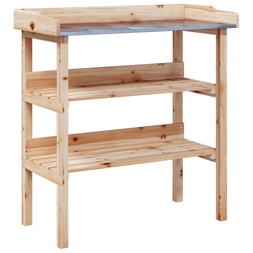Table à plantes avec étagères 78 x 38 x 82,5 cm en bois de sapin massif - 2