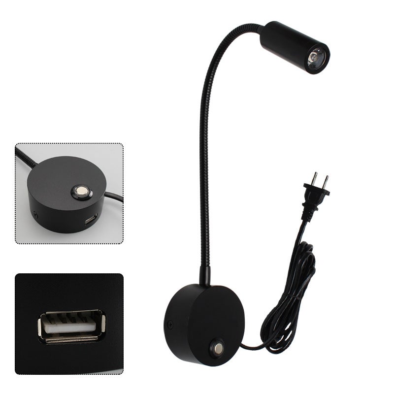 Ściemnialna lampa do czytania do kamperów z portem ładowania USB, elastyczne reftory LED 12-24 V DC, do samochodów dostawczych, przyczep kempingow