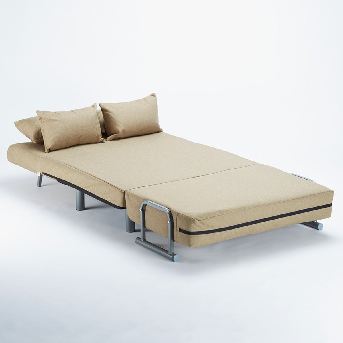 Divano poltrona letto piazza e mezza pieghevole tessuto Deborah Twin - Beige - 6