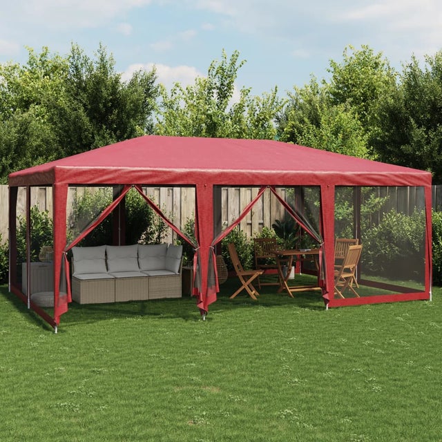 Tenda de jardin | Tenda per Feste con 10 Pareti Laterali in Rete Rossa 6x4 m HDPE CFW310778