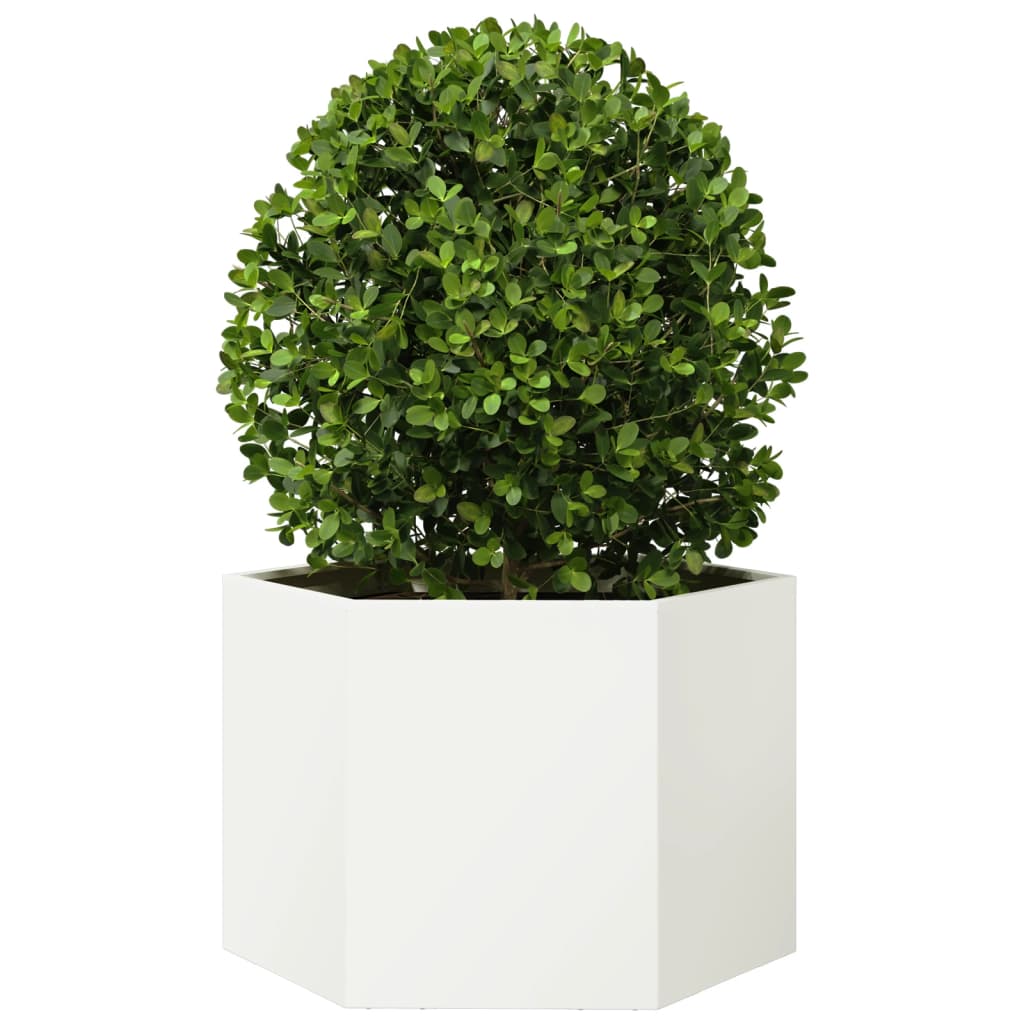 Maison Exclusive - Jardinera hexagonal acero blanco 69x60x45 cm - 3