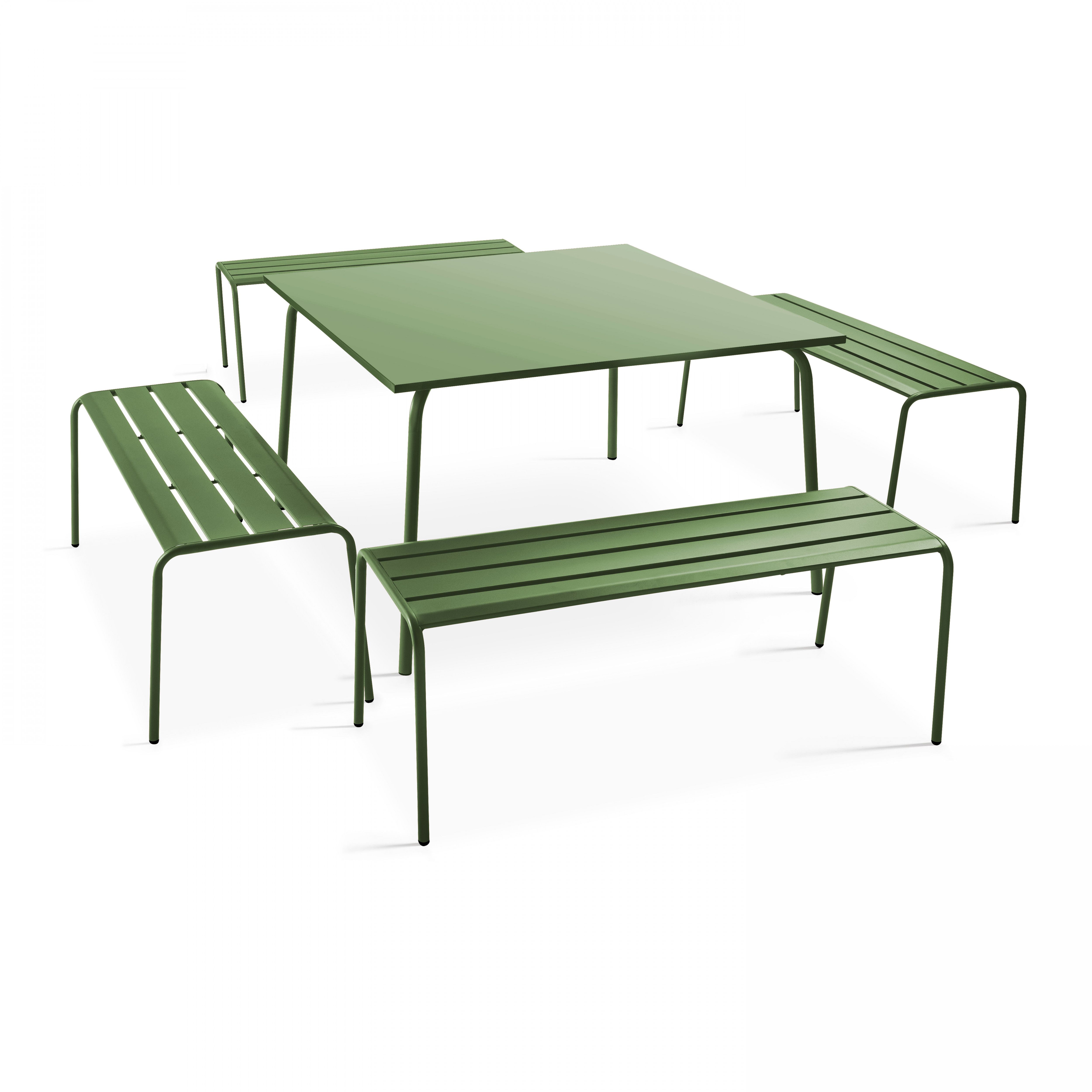 Table De Jardin Carrée Palavas En Métal - 70x70x72 Cm, Vert Cactus, Résistante Aux Intempéries - Pour Terrasse Ou Jardin - 6