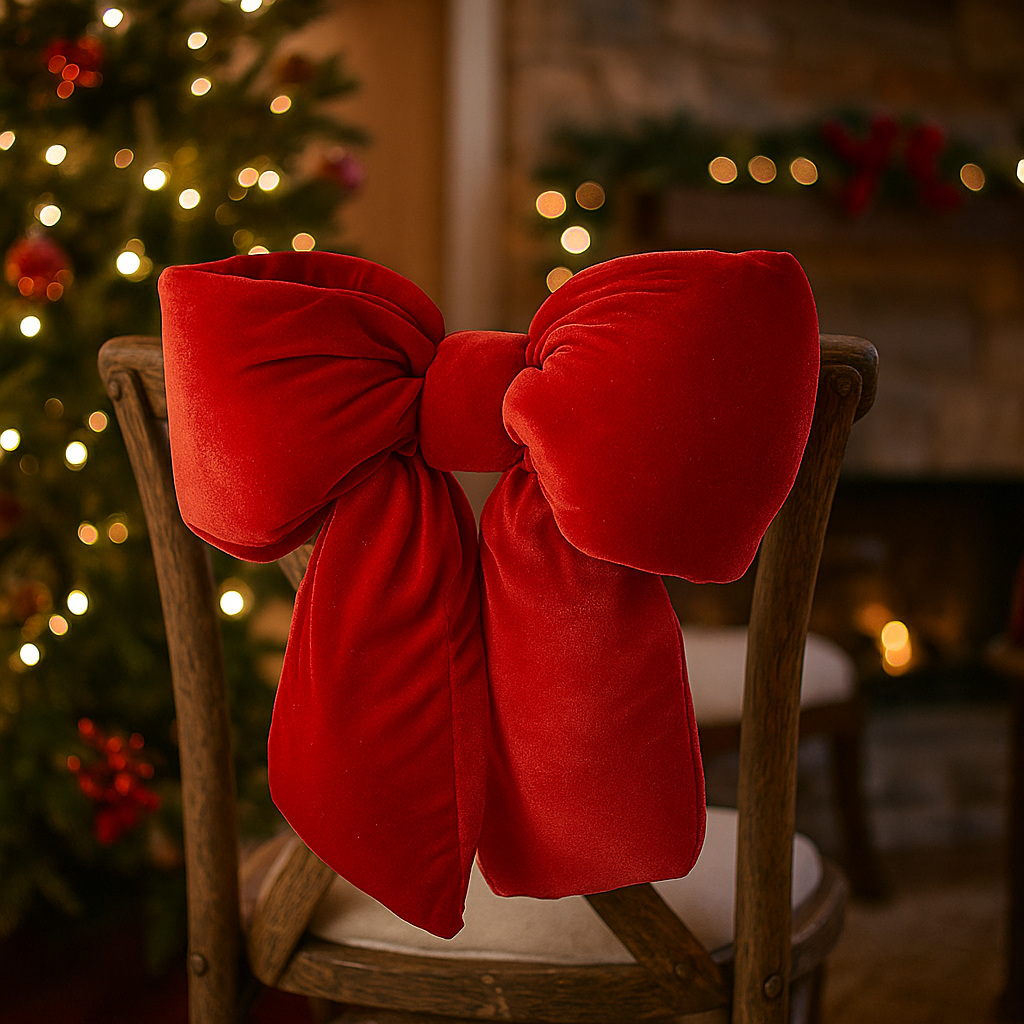 Nœud en velours rouge de 43 cm pour décorations de Noël - 3