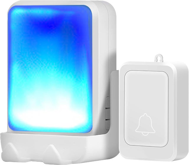 Campanello Flash con 7 colori di luce intensa e 8 volumi per anziani e persone con problemi di udito (bianco)