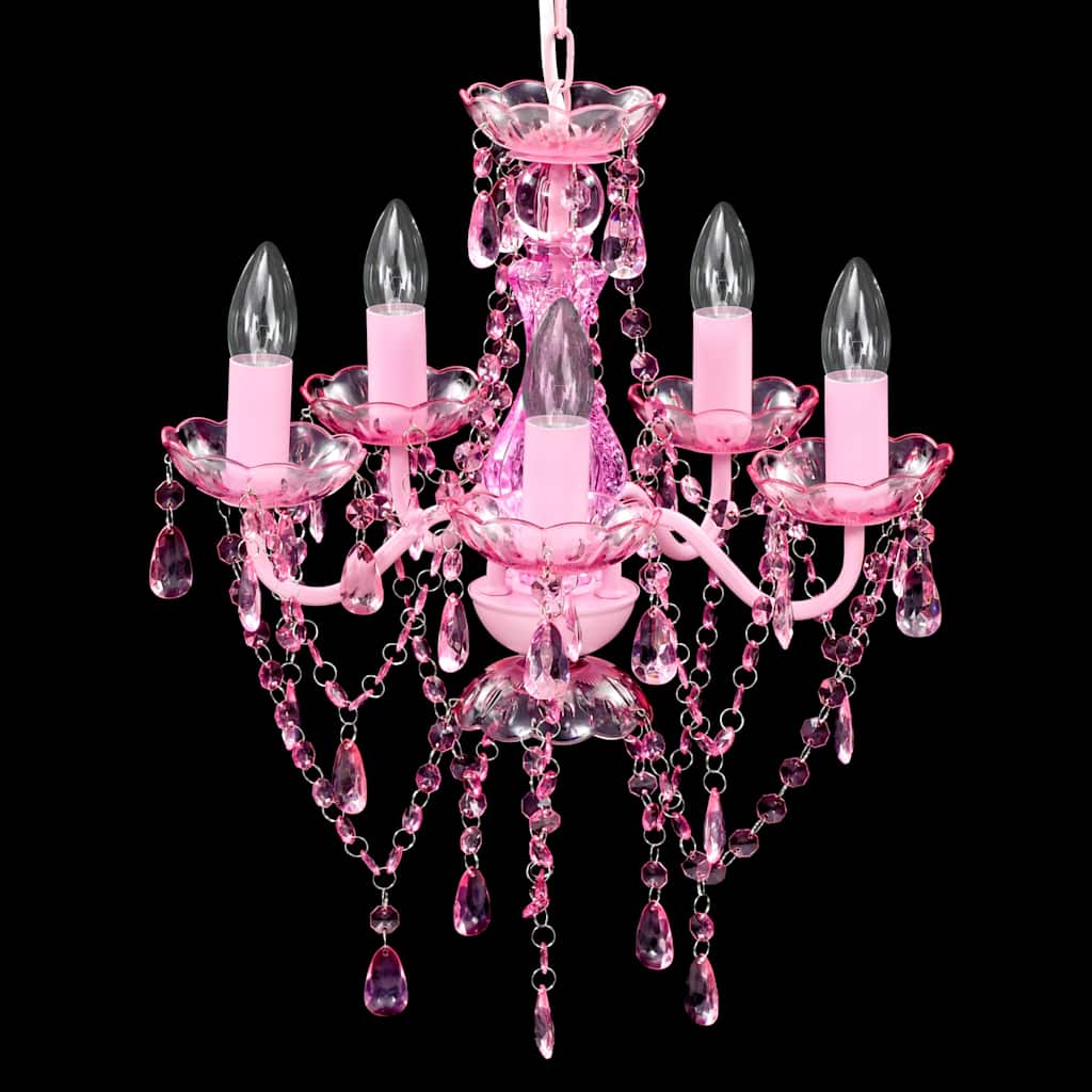 vidaXL Lustre avec 5 ampoules Crystal rose - 3