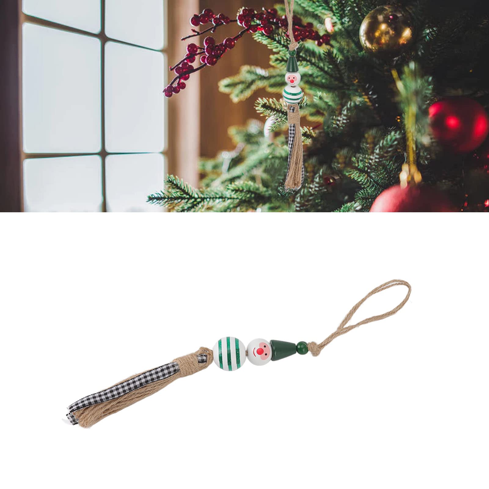 5 peças de contas de madeira de natal, contas de madeira de artesanato de natal de 7,1 polegadas, artesanato de natal - 4