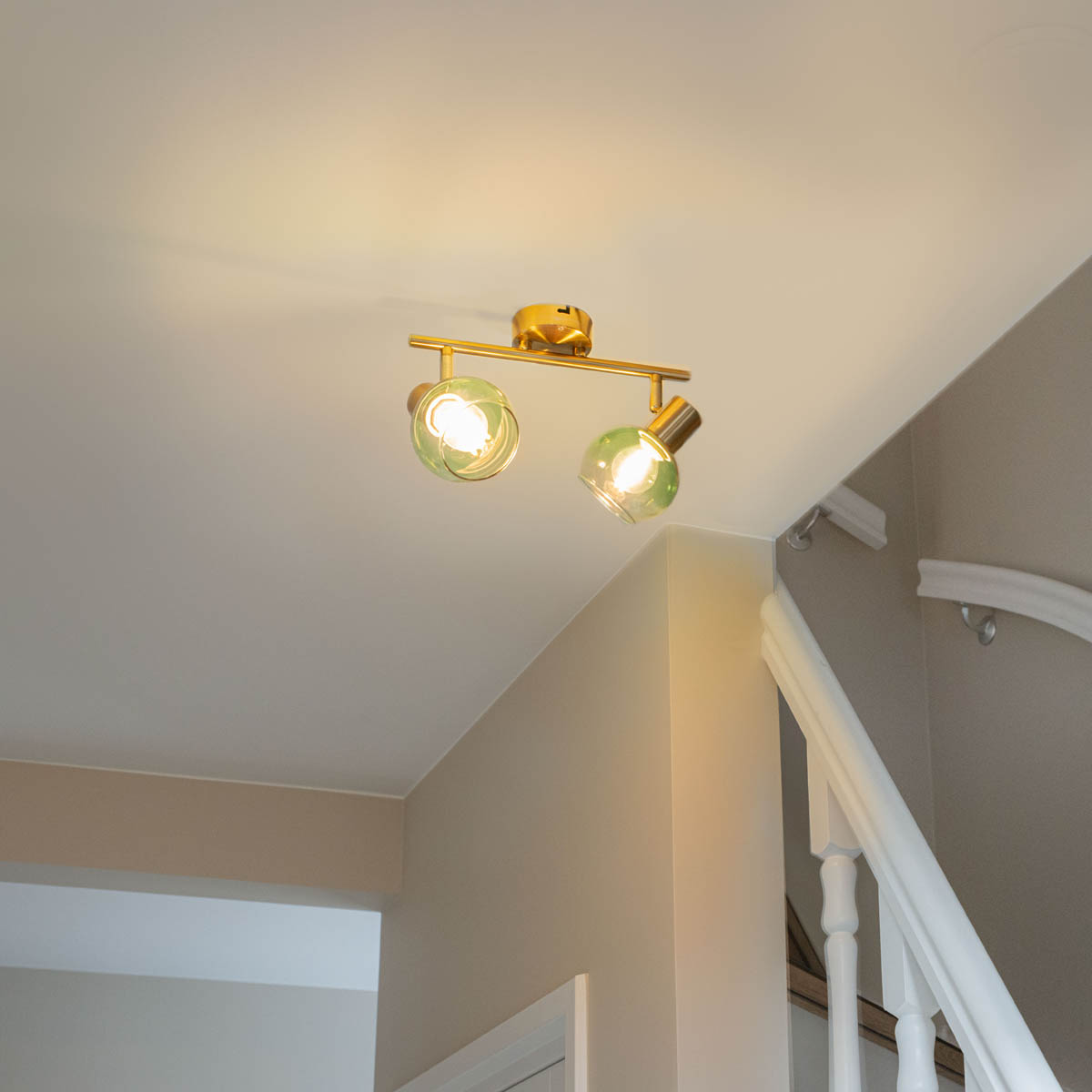 Spot Art Déco doré avec verre vert 2 lumières - Vidro - 2