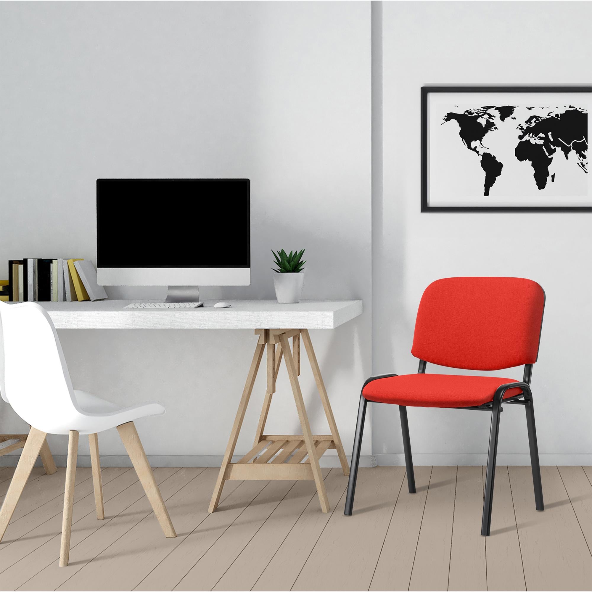 Sedia visitatore Ken tessuto rosso - 2