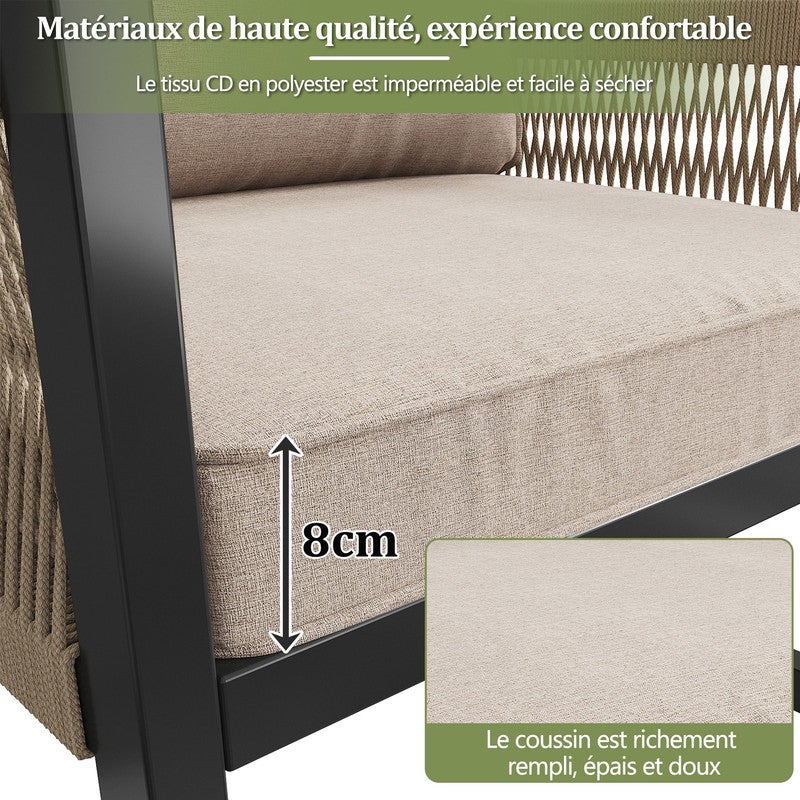 Conjunto Jardin Exterior Para 7-8 Personas (4 Sofás+1 Mesita) Muebles Jardin Exterior,Garden Furniture,Sofa Exterior,Para Balcones Y Terrazas,Beige - 6
