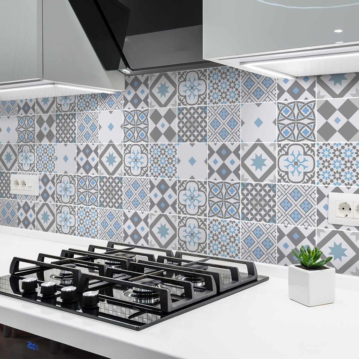 24 vinilos baldosas de cemento azulejos palencia - adhesivo de pared - revestimiento sticker mural decorativo - 24stickers10x10cm