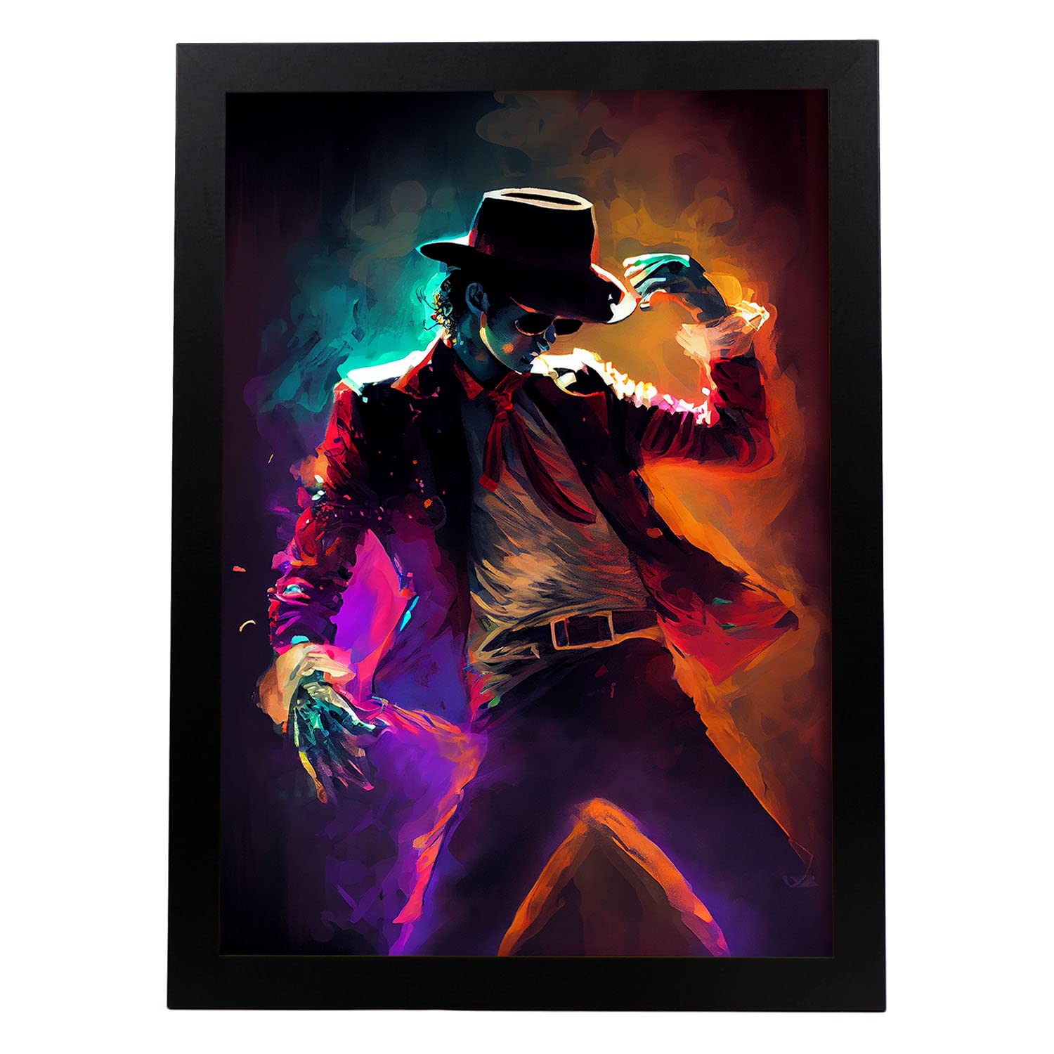 Nacnic poster de michael jackson en estilo retrato a todo color ilustraciones y caricaturas de músicos y artistas famosos diseño y a3 marco negro