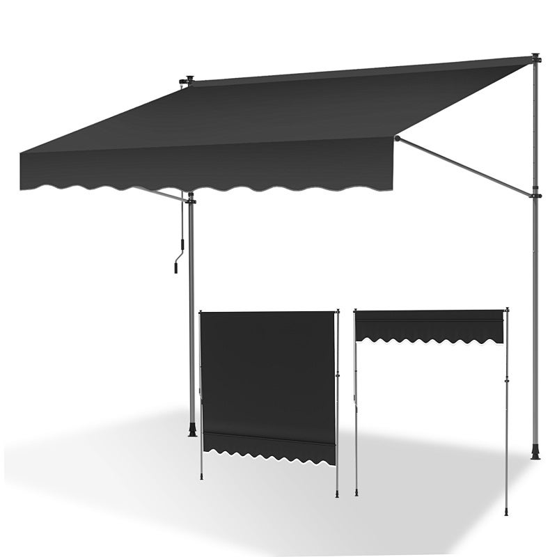 Toldo de balcón gris, 400x120 cm, retráctil, protección uv, ideal para terraza