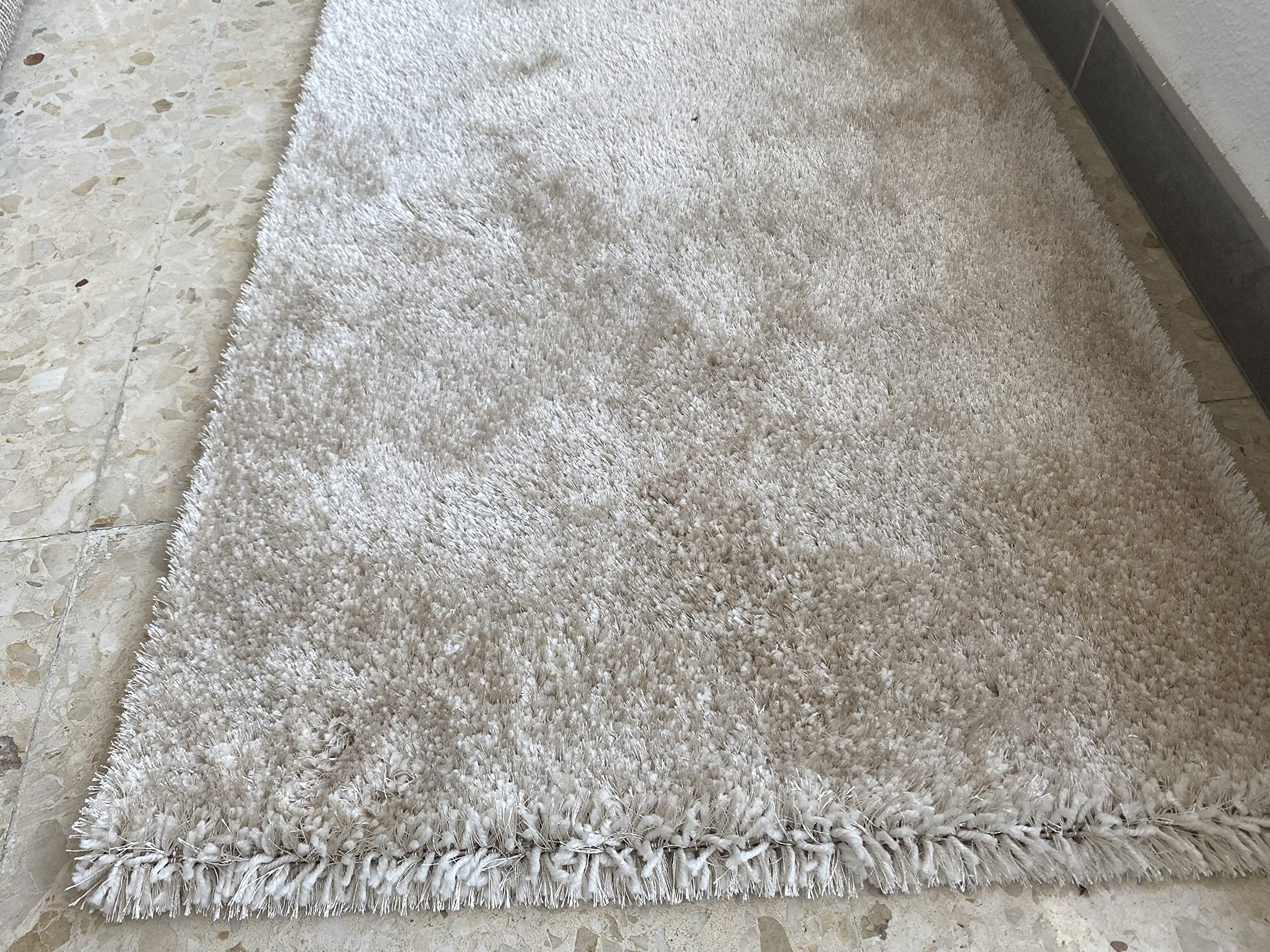 Alfombra moderna modelo imperia | pelo corto polipropileno frisé lavable | varias medidas | ideal para salón, habitación o comedor (160 x 230, beige)