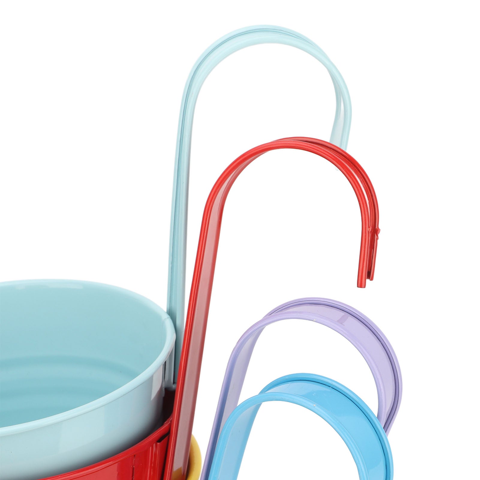 Set di 8 vasi da appendere, vasi decorativi colorati in ferro con ganci staccabili per ringhiere, recinzioni e balconi - 6