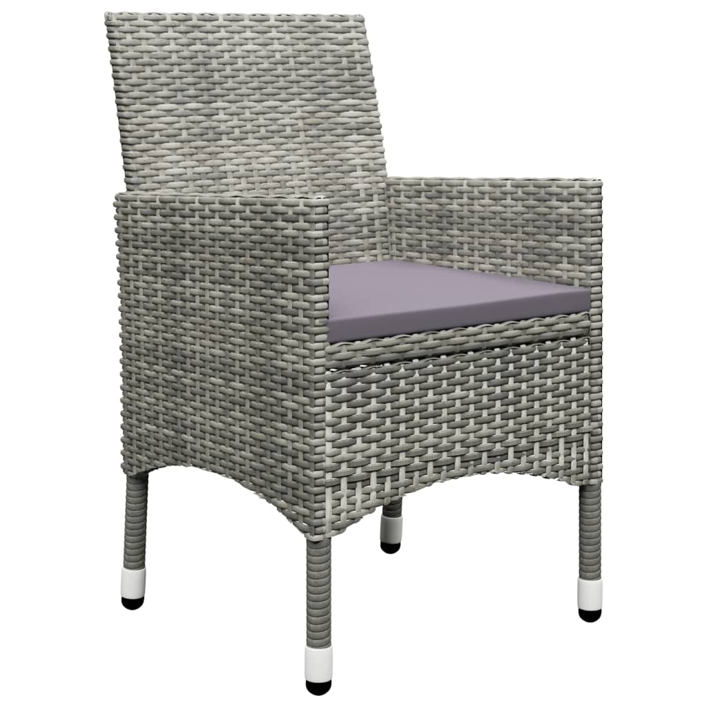 Maison Exclusive - Set Bistrot Giardino 3 pz Polyrattan e Vetro Temperato Grigio - 4