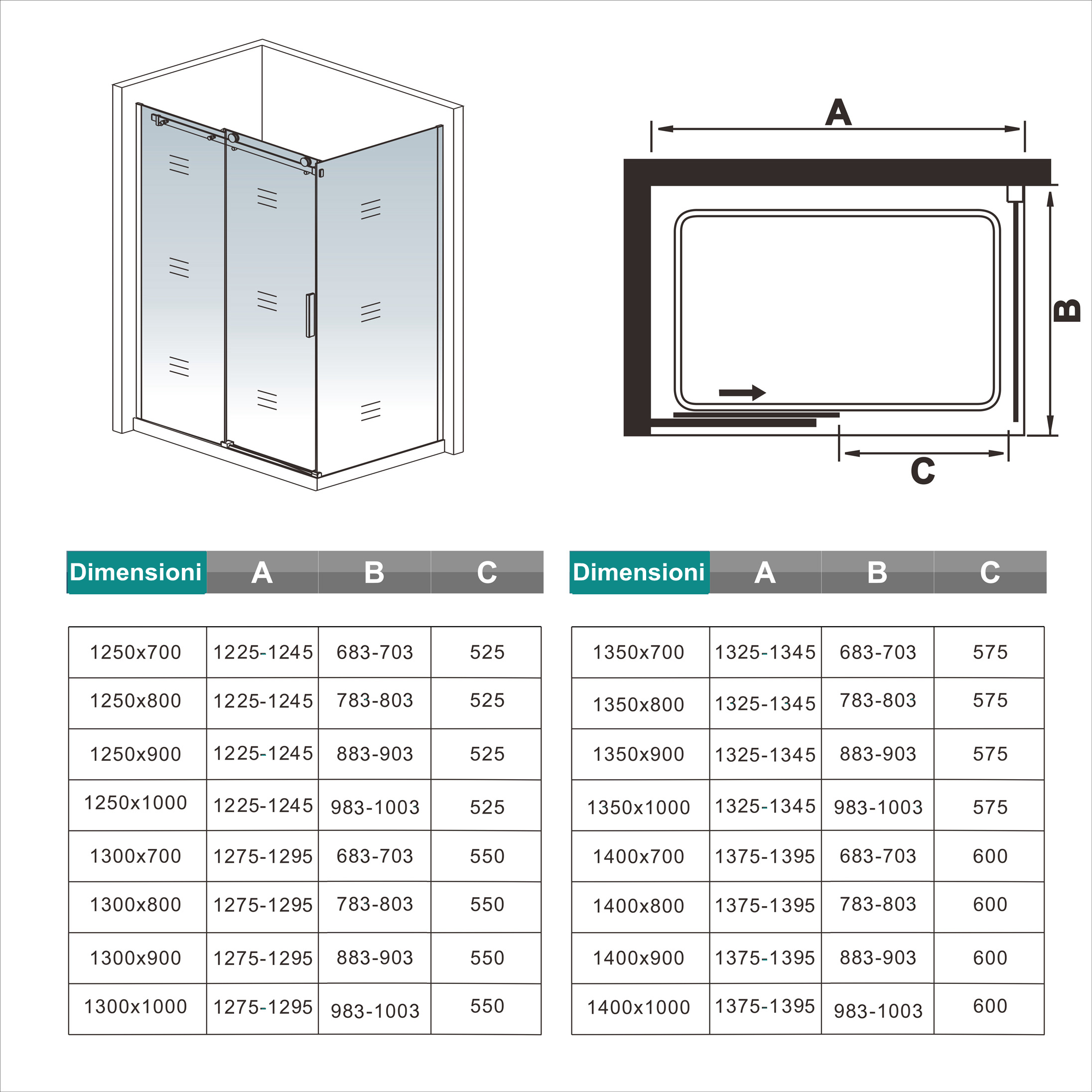 195 cm Box Doccia Angolare Porta Scorrevole 120 cm con Parete Fissa 70 cm in Vetro da 6 mm Temperato Trasparente Cromo Lucido - 7
