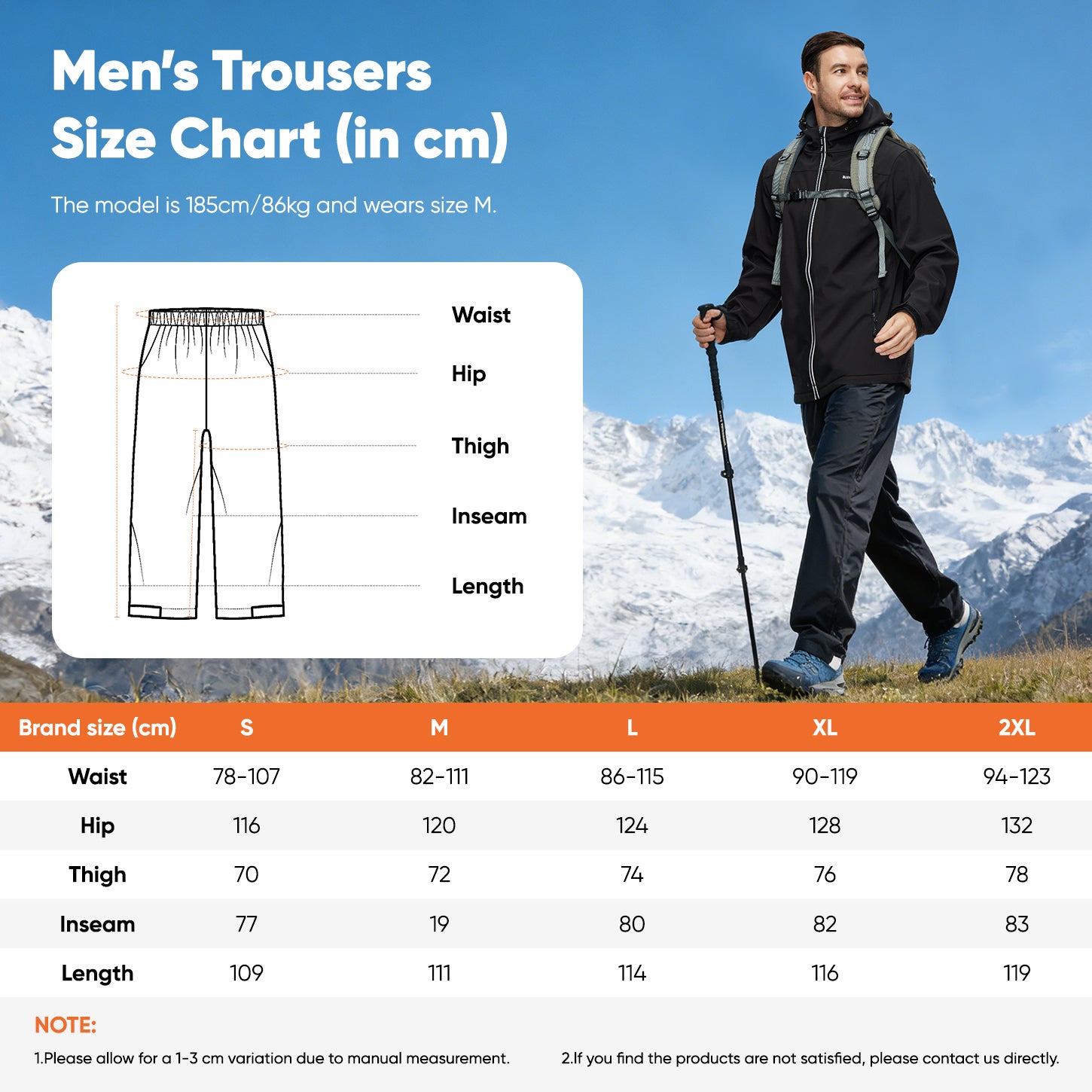 Pantalon de Travail/Pluie Taille 40 Imperméable et Pliable Homme - Léger, Respirant et Coupe-vent, avec Sac de Rangement - Noir L - 7