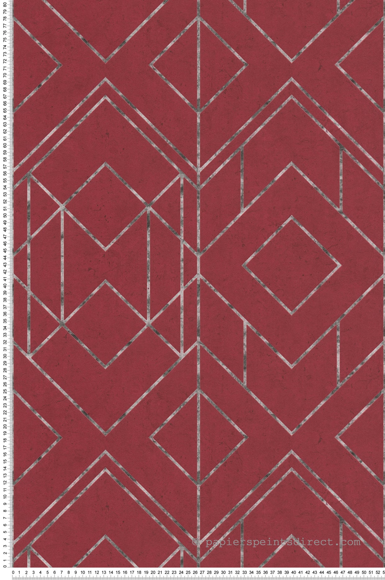 Tapeta figury geometryczne czerwonym,szarymIbiałym - 53 cm x 10.05 m - LIVINGWALLS