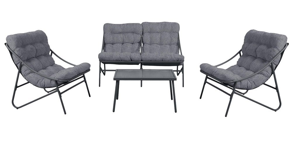 Zestaw Mebli Ogrodowych VIBE 4 Częściowy Fotele Sofa Stolik SZARY