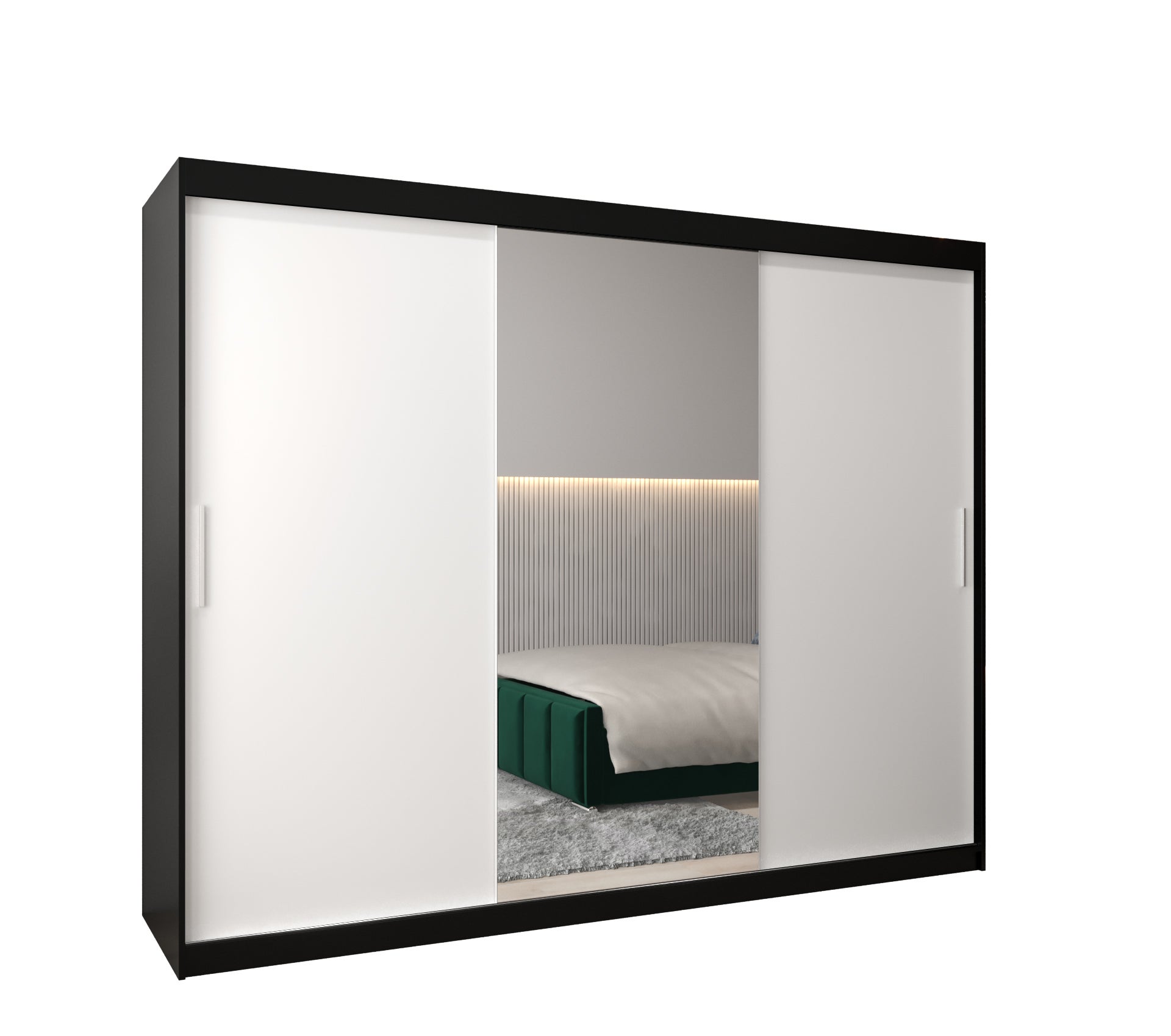 Szafa przesuwna garderoba TOKYO 1 250 x 62 x 200 cm Czarny + Biały - Abiks Meble