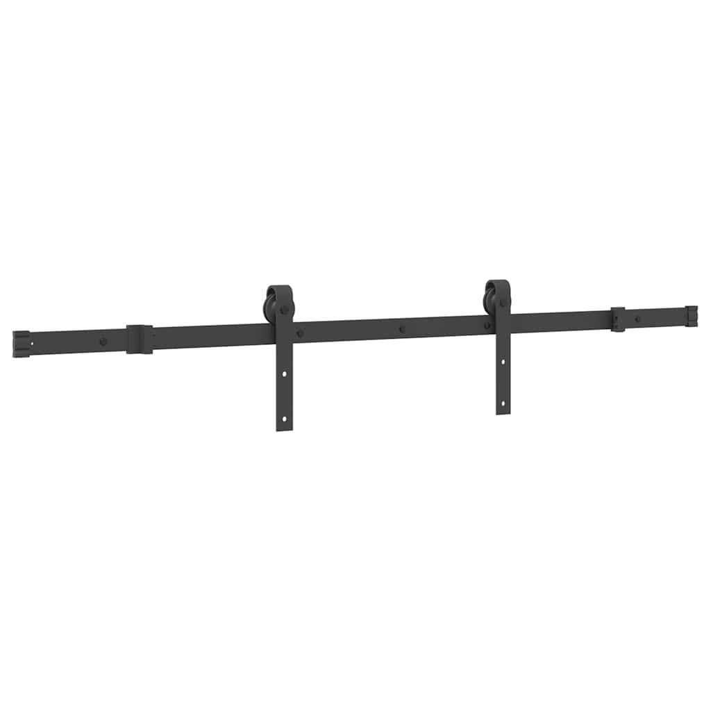 Kit de herrajes para puerta corredera de acero negro de 152,5 cm