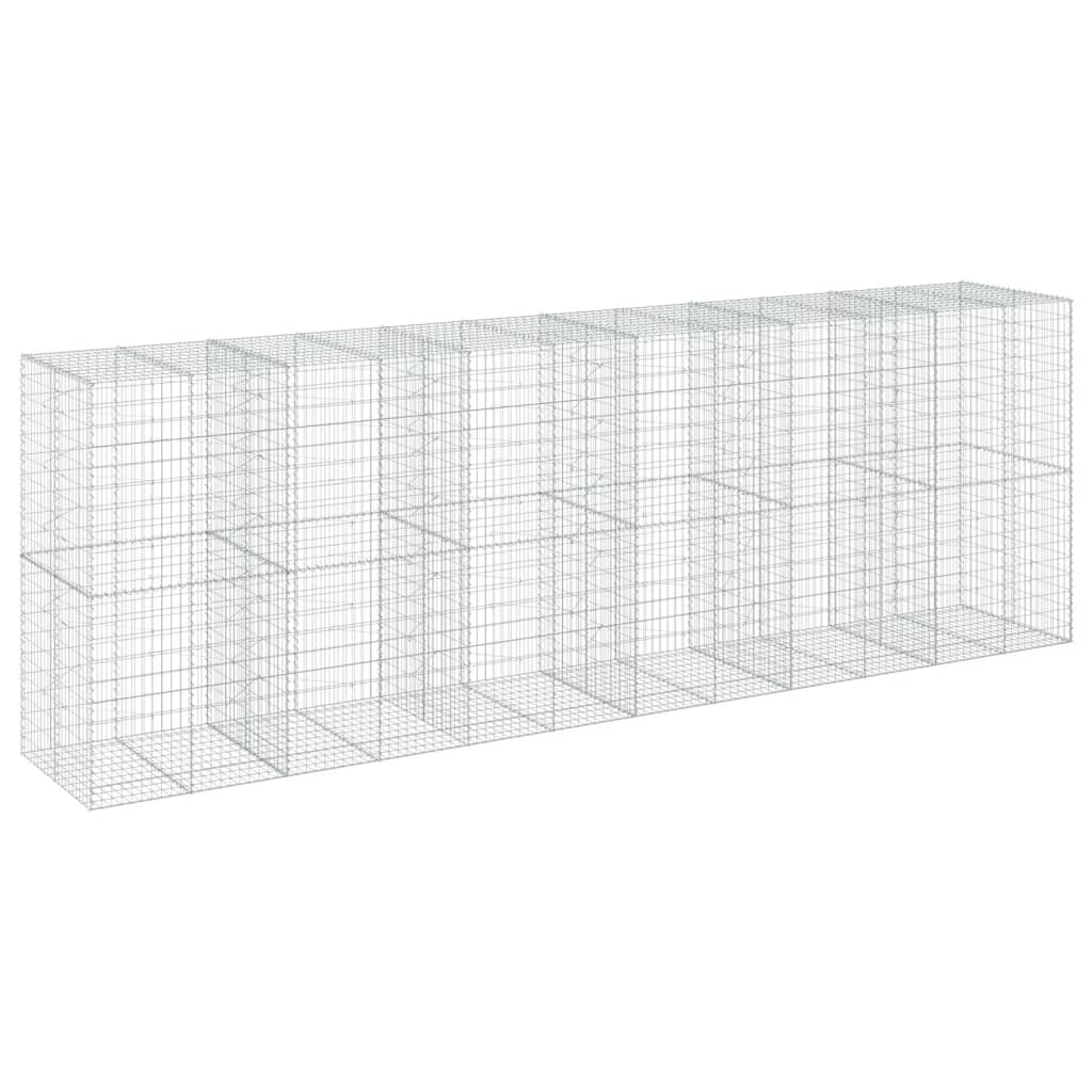 Kosz gabionowy z pokrywą, 600x100x200 cm, galwanizowane żelazo vidaXL