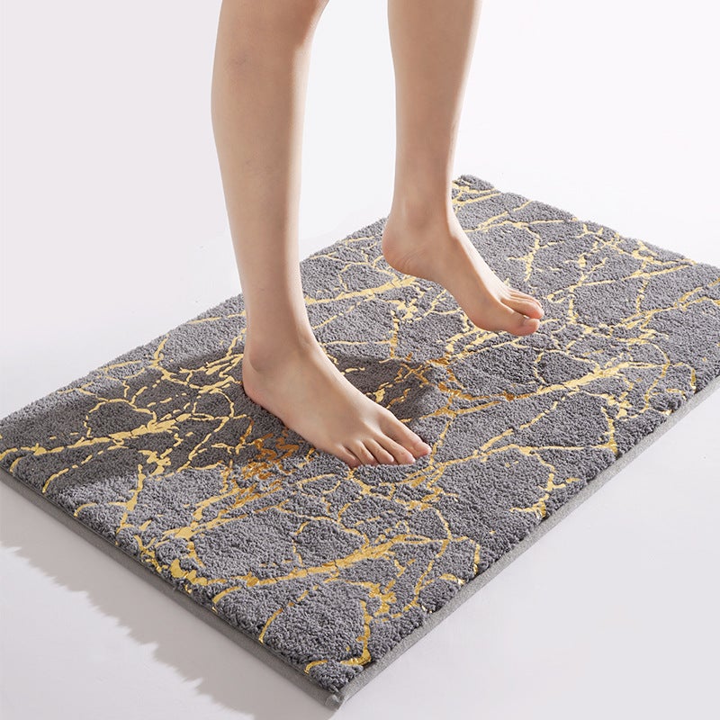 Tapis De Bain Antiderapant,Tapis Salle De Bain Gris Rayé En Microfibre Douce,Absorbant à Poils Longs, Lavable En Machine 40 X 60 Cm - Maison