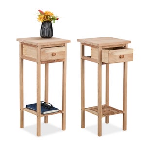 Tavolino Piccolo 3 Ripiani Aperti – Moderno Comodino In MDF E Legno Massello, Marrone Caramello, 30x34x57 Cm - 6