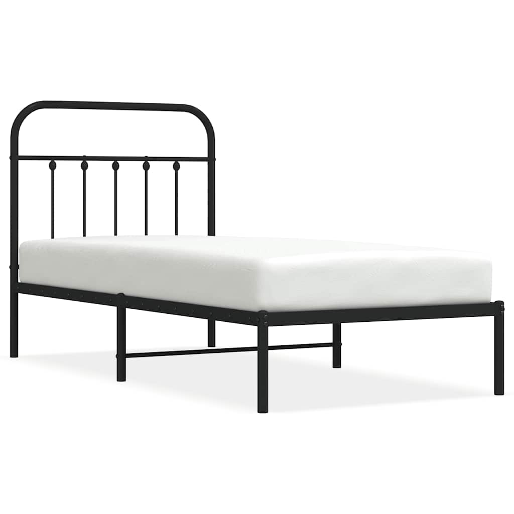 Łóżko Metalowe Czarne Rama Łóżka Ze Stelażem Do Sypialni Pokoju 90x200 cm