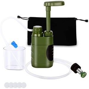 Filtro Acqua Da Esterno 5000 Litri Con Membrana UF 0,01 Micron, Portatile Per Campeggio E Sopravvivenza, Verde Militare, Flusso 1400 Ml/min