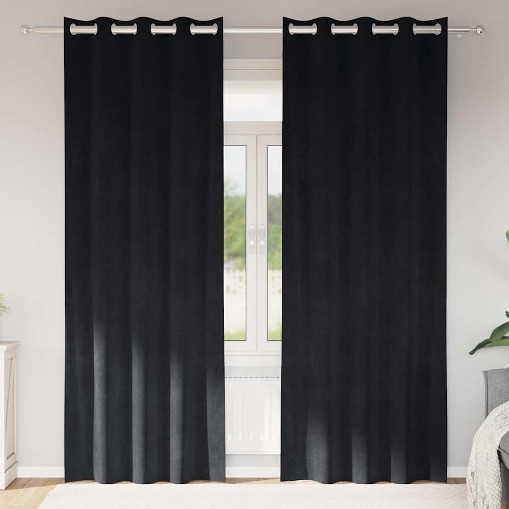 Zasłony zaciemniające 2 pcs Czarny 140 x 260 cm Aksamit vidaXL