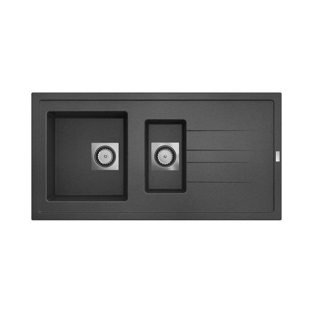 Évier cuisine à encastrer 1,5 bac Granit CAREA en Granit composite 98 x 50 cm Gris