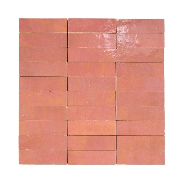 Zellige Marocain - 3x10 cm - Carrelage mur - Terre De Zellige - (Vendu à la plaque 30,3 X 30 cm – prix indiqué à la plaque) - Vieux Rose 16