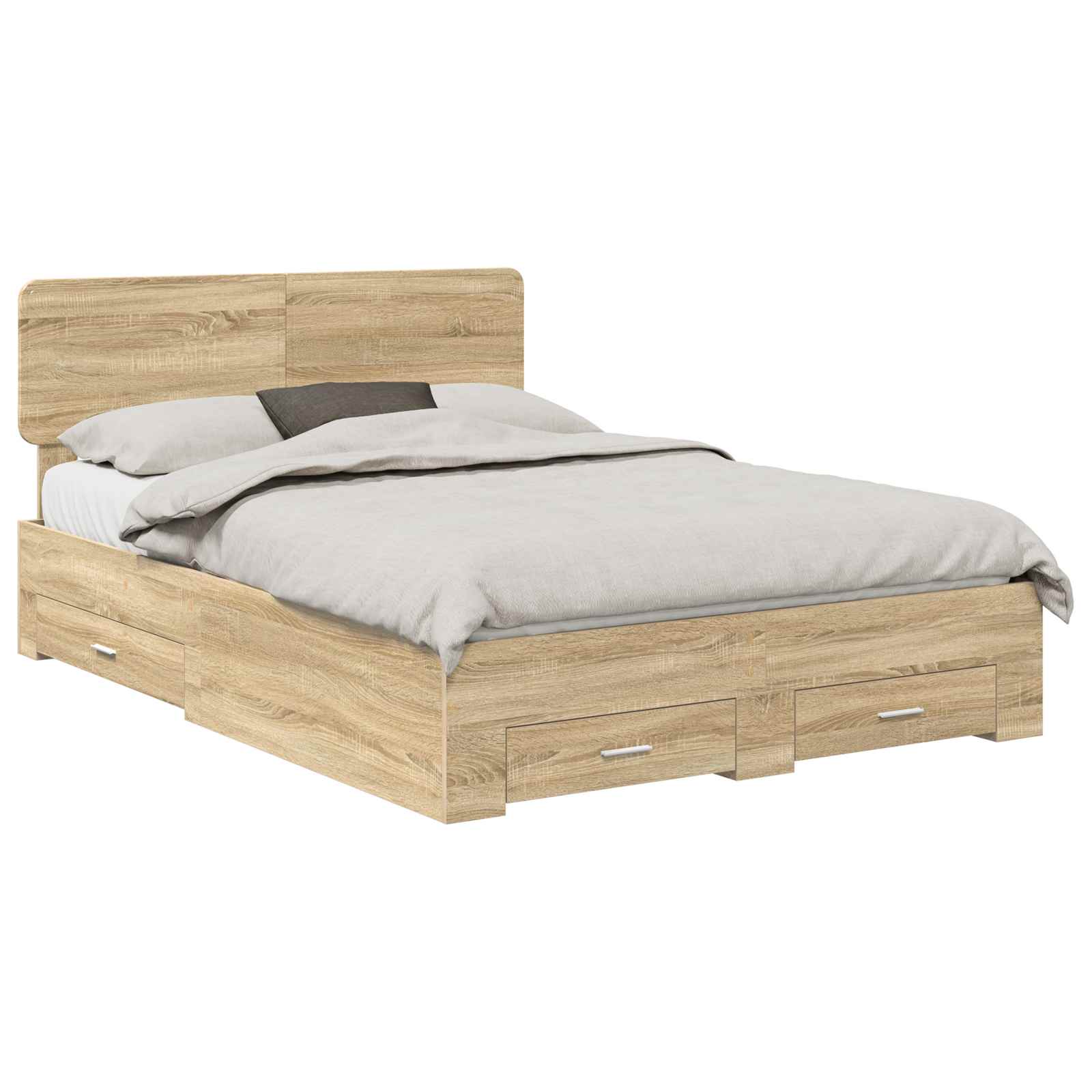 Cadre de lit chêne 150 x 200 cm en panneau de bois - 2