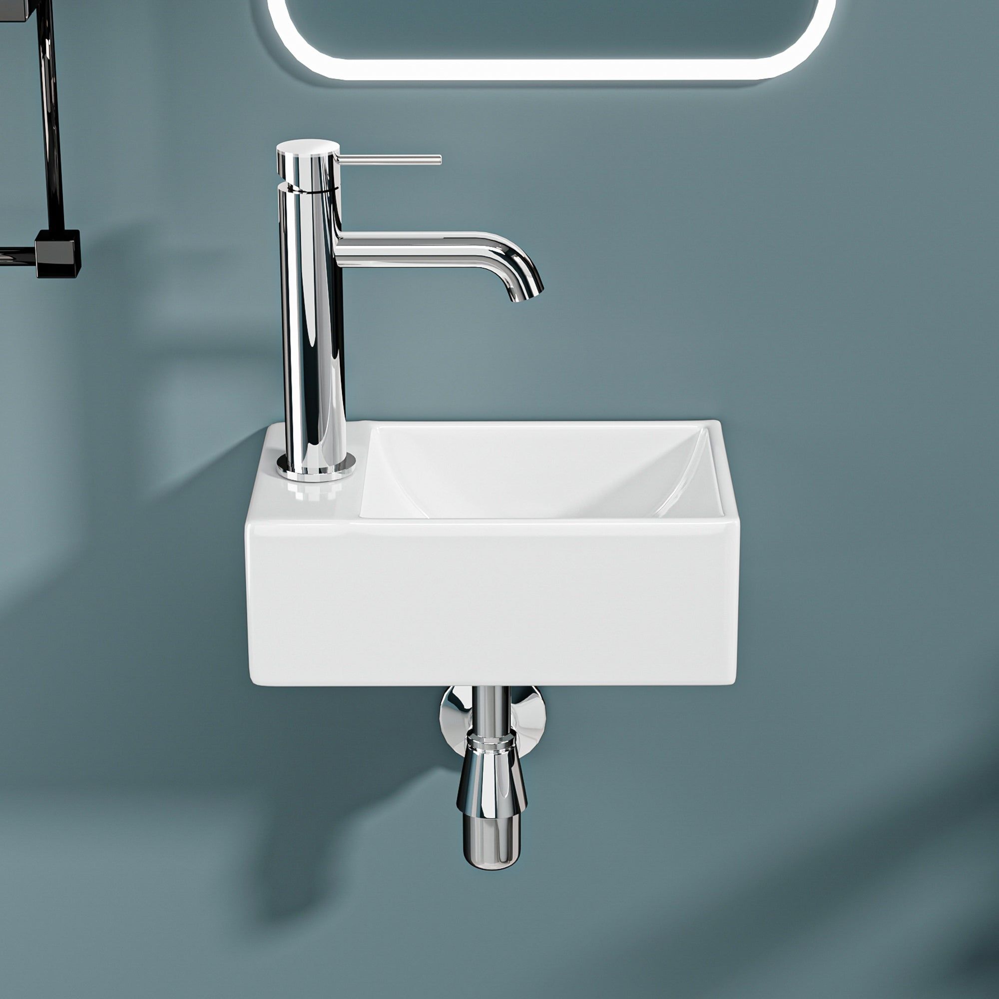 DILECI - Mini vasque lave-mains blanc sortie gauche (30*19*11cm) - MICRO - 2