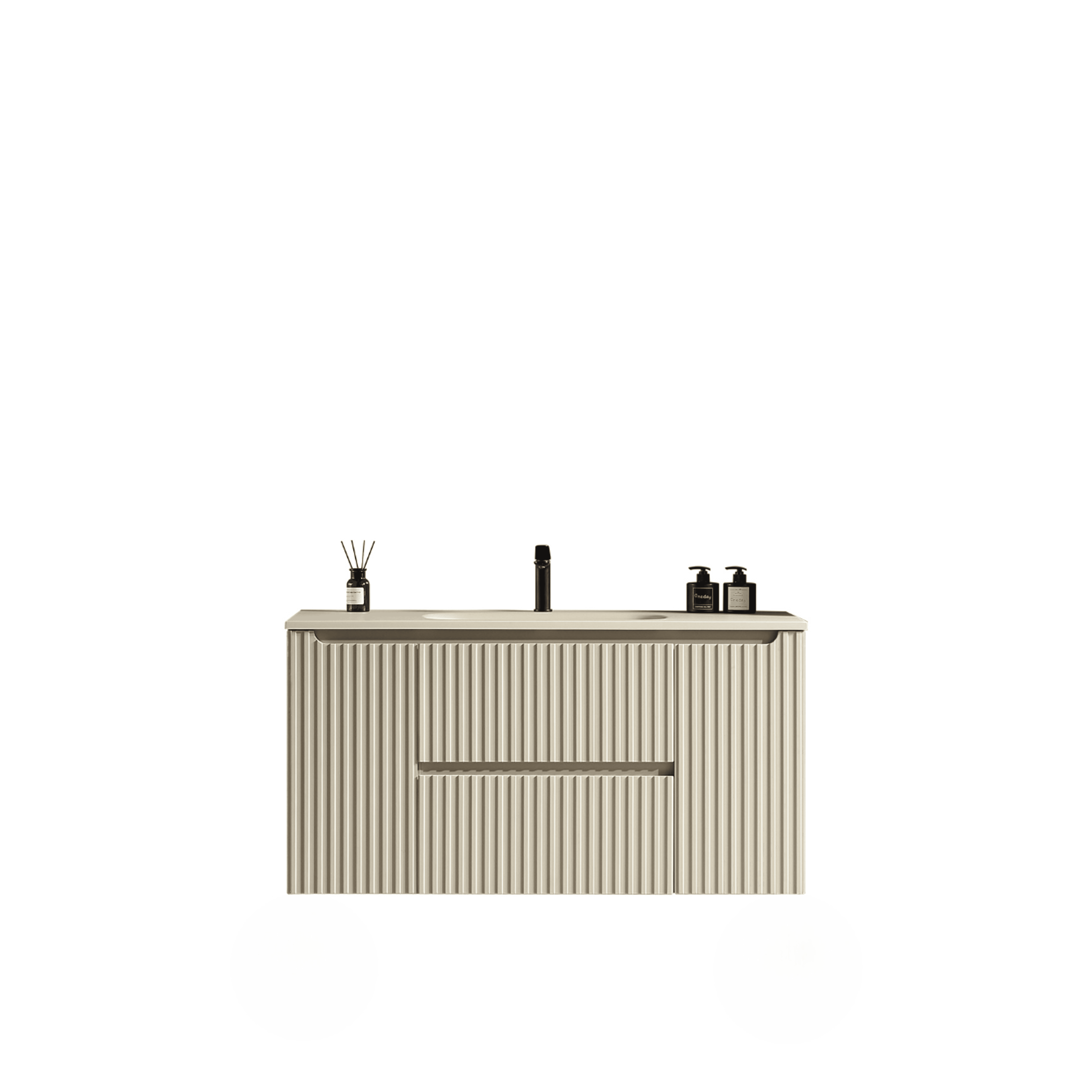 Meuble de salle de bain avec vasque 120 cm amande Aquavenus - 2