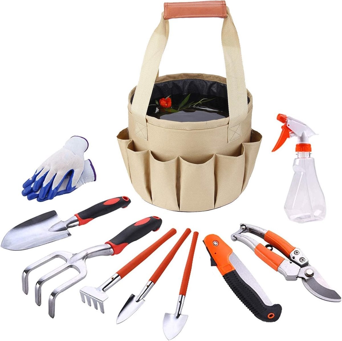 Set de unelte de grădină cu 10 piese, Grădinărit, Întreținerea grădinii, Mistrie, Lopată de grădină, Greblă de grădină, Set de unelte pentru bonsai